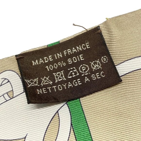 HERMES Twilly  Gray Beige Green Multi - Scarf 224-072225 - Picture 4 of 4